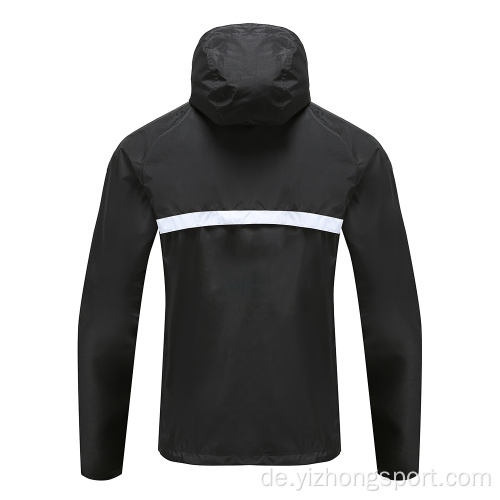 Mens Soccer Wear Zip Up Hoodies Schwarz